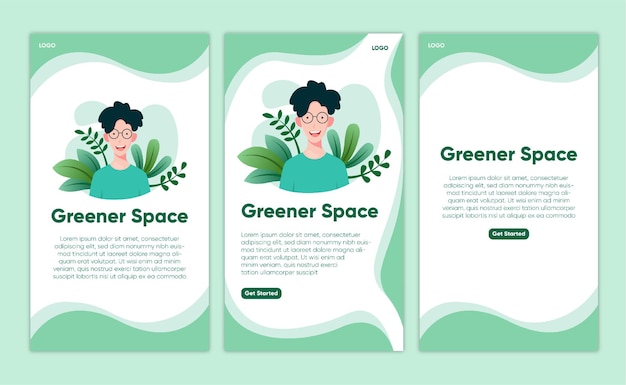 Flat design boy with green plants instagram stories minimal template