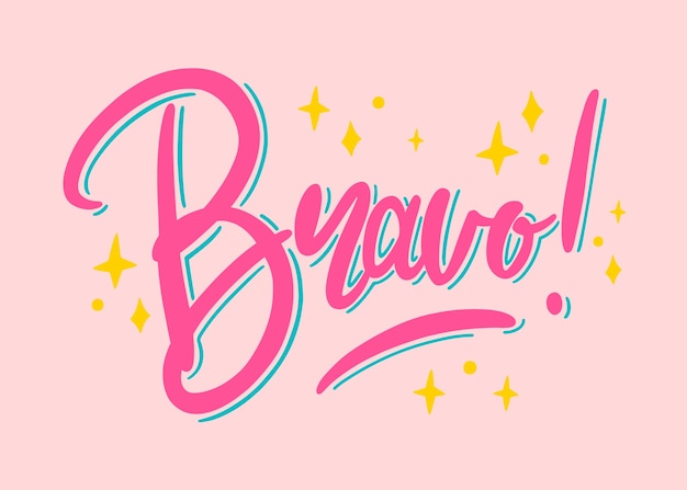 Flat design bravo lettering illustratie