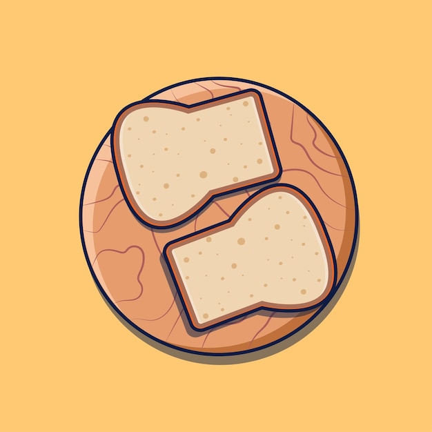 Flat design of bread cut into pieces. Breakfast, homemade cakes, bakery vector