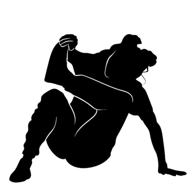 Flat design breaking dancer silhouette