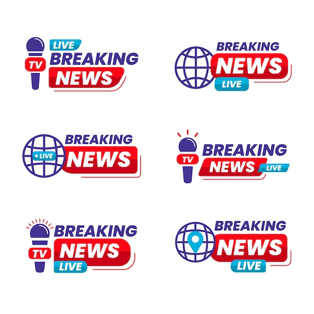 Vector flat design breaking news logo