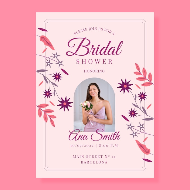 Vector flat design bridal shower invitation