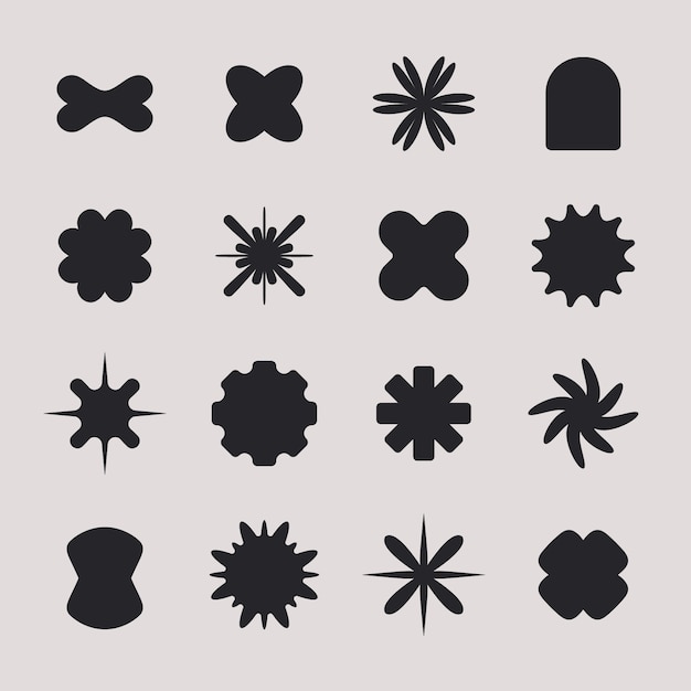 Flat design brutalism shapes silhouette