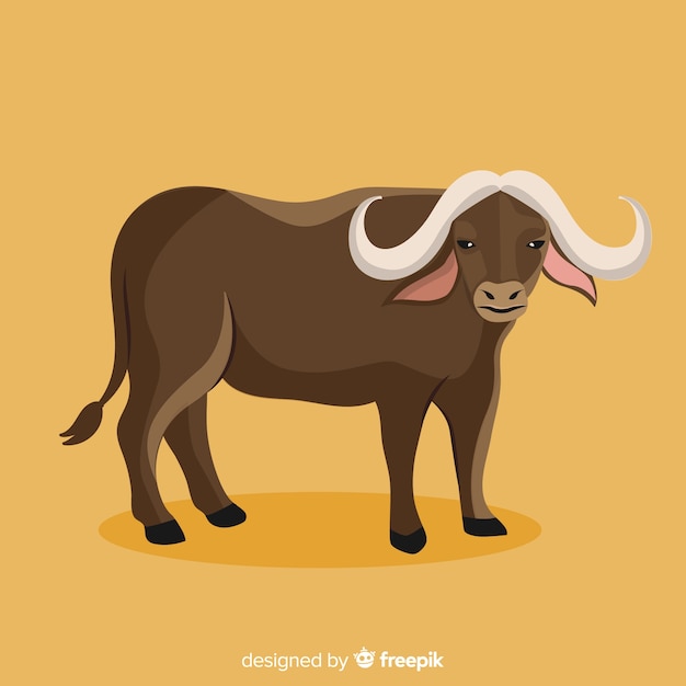 Flat design buffalo illustration