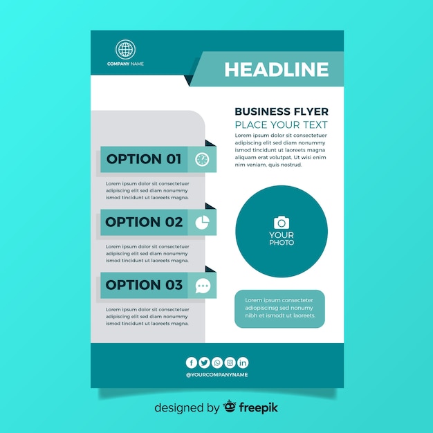 Flat design business flyer template