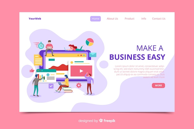 Flat design business landing page