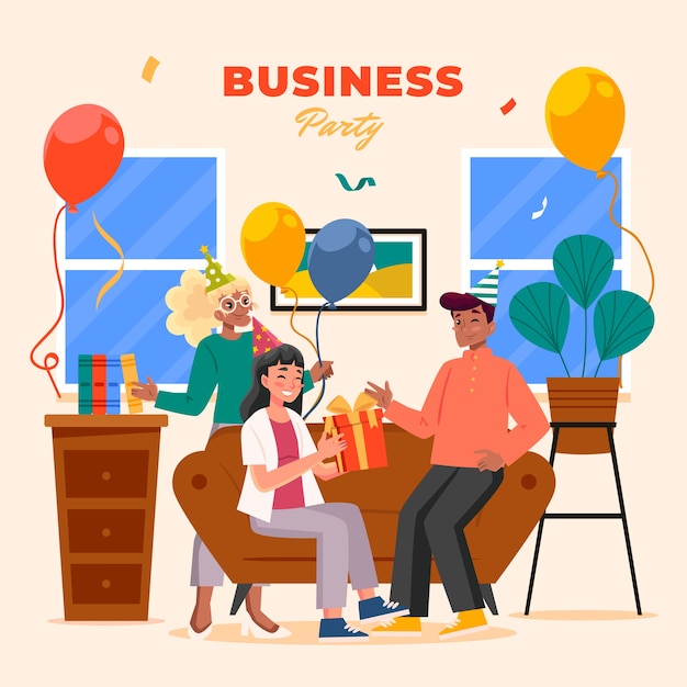 Vector flat design business party illustration