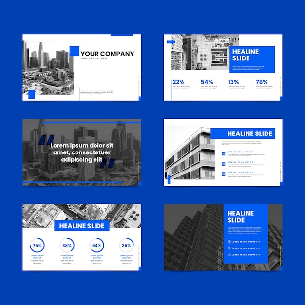 Flat design business presentation templates