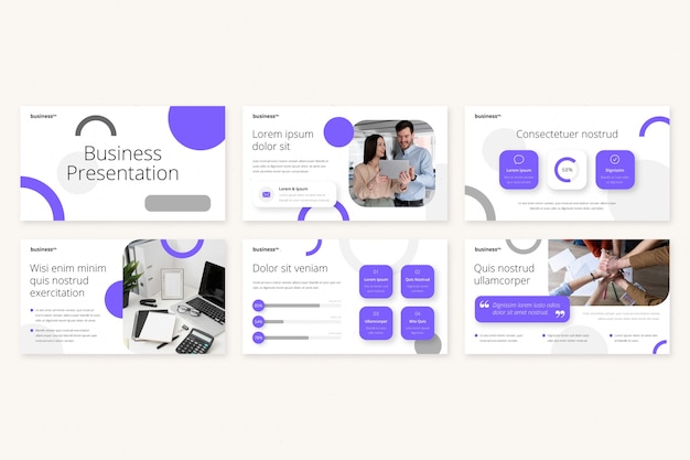 Flat design business presentation templates