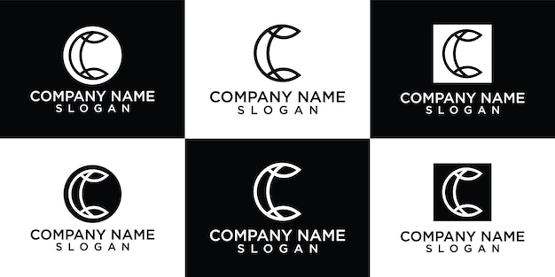 Flat design c logo design template