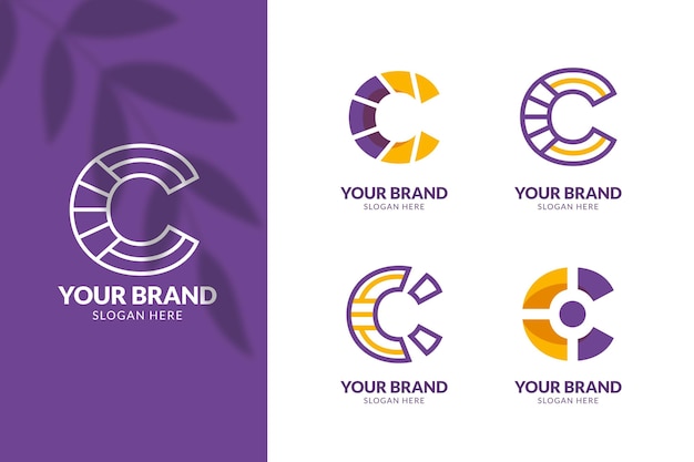 Vector flat design c logo template collection