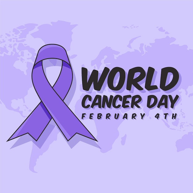 Flat design cancer day ribbon