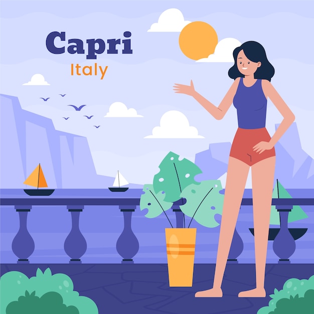 Flat design capri illustration