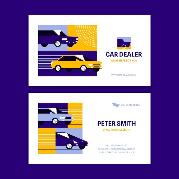 Vector flat design car dealer horizontal business card