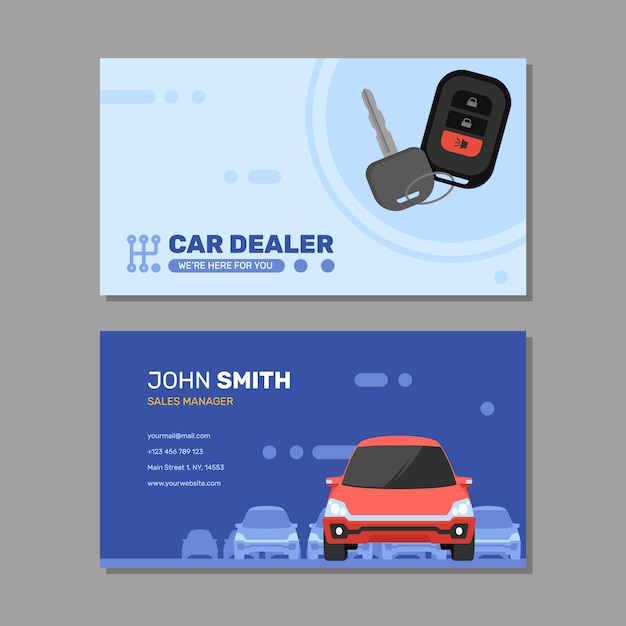 Flat design car dealer horizontal business card