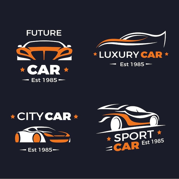 Collezione di logo auto design piatto