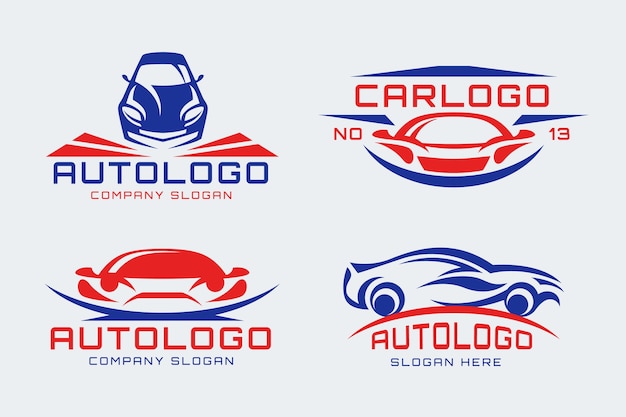 Collezione di logo auto design piatto