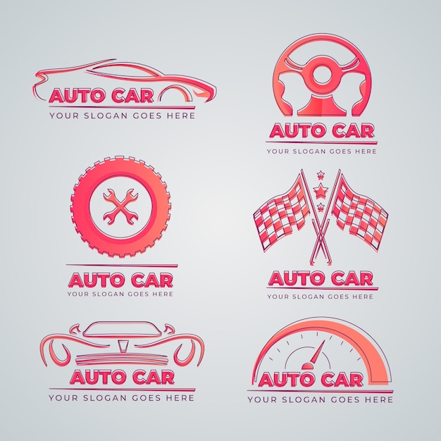 Плоский дизайн коллекции логотипов автомобилей