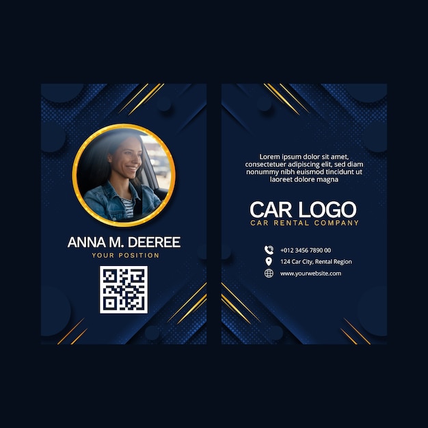 Flat design car rental id card template