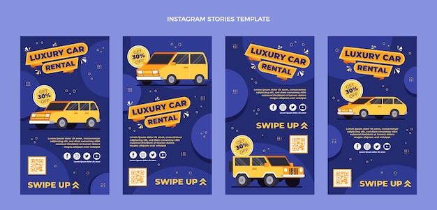 Flat design car rental instagram stories