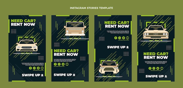 Flat design car rental instagram stories