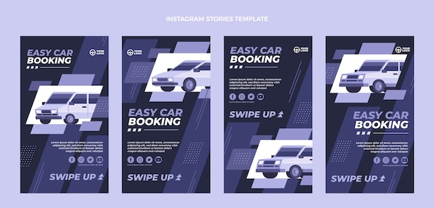 Flat design car rental instagram stories