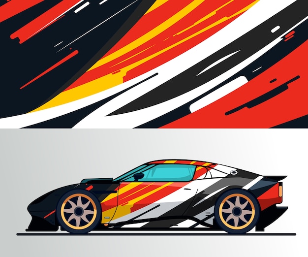 Vector flat design car wrap illustration