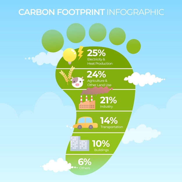 Flat design carbon footprint infographics