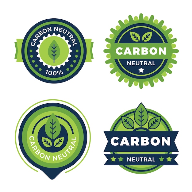 Vector flat design carbon neutral labels and stamps design