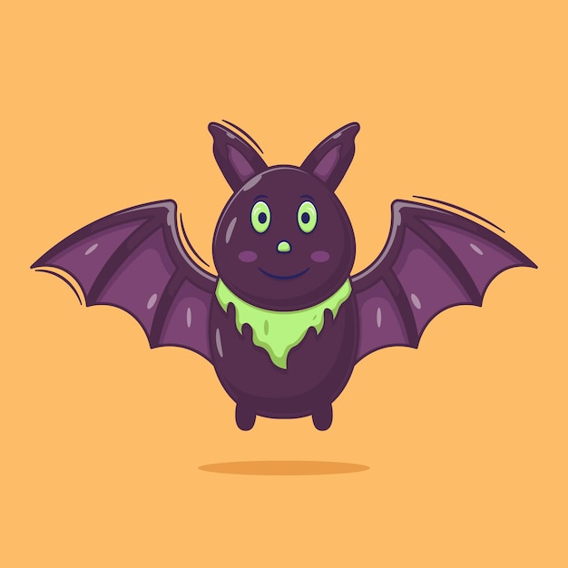 Flat design cartoon of cute bat vector illustration isolated