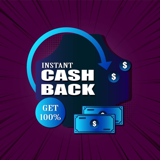 Vettore priorità bassa di cash back design piatto