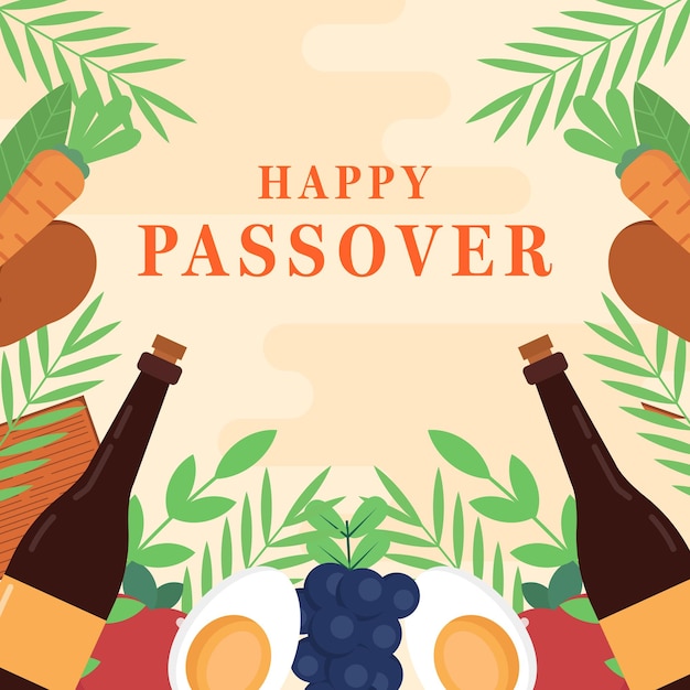 Vector flat design celebrate jewish passover illustration