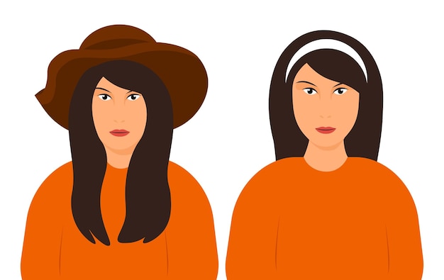 Vector flat design character women with hat and headband