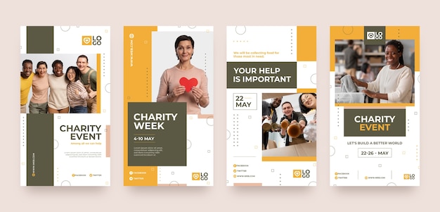 Flat design charity event instagram stories