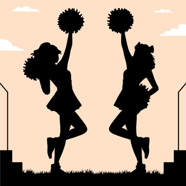 Vector flat design cheerleader silhouette