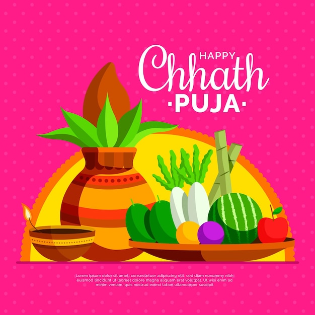 Vector flat design chhath puja