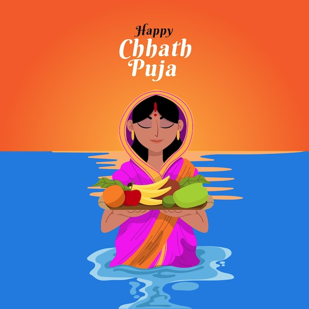 Vector flat design chhath puja