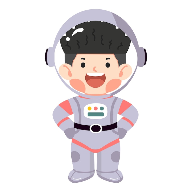Vector 평평한 디자인의 어린이 우주인 일러스트레이션