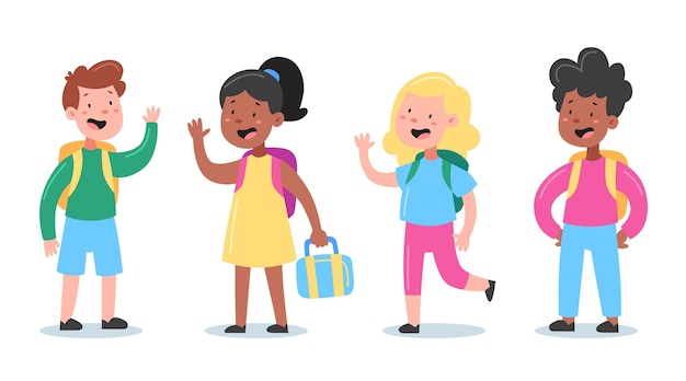 Vector flat design children back to school collection