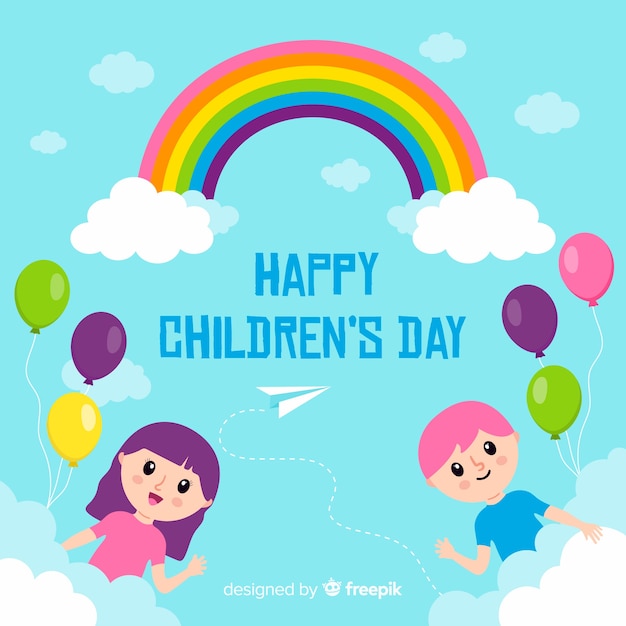 Flat design children's day wallpaper