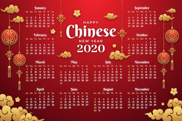 Vector flat design chinese new year calendar