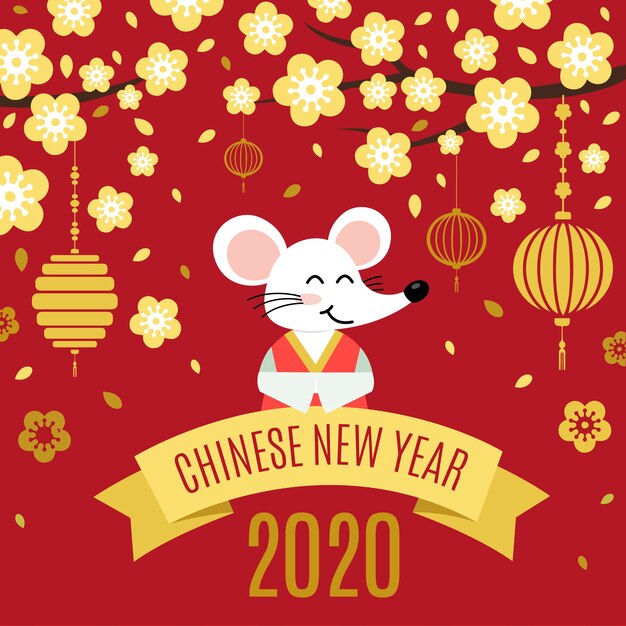 Flat design chinese new year concept