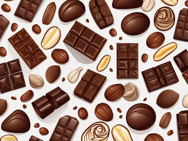 Disegno piatto di modello di cioccolato vettore