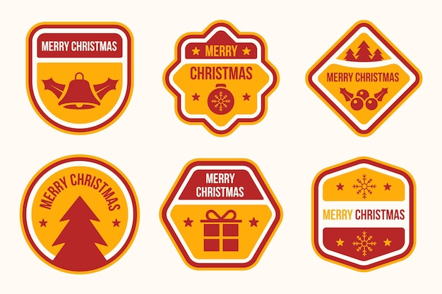 Flat design christmas badge collection