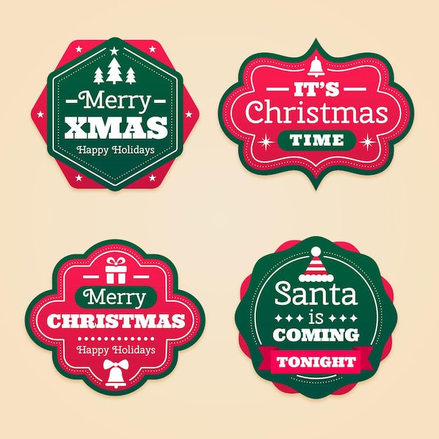 Flat design christmas badge collection