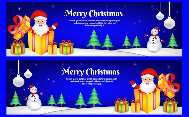 Flat design christmas banners template