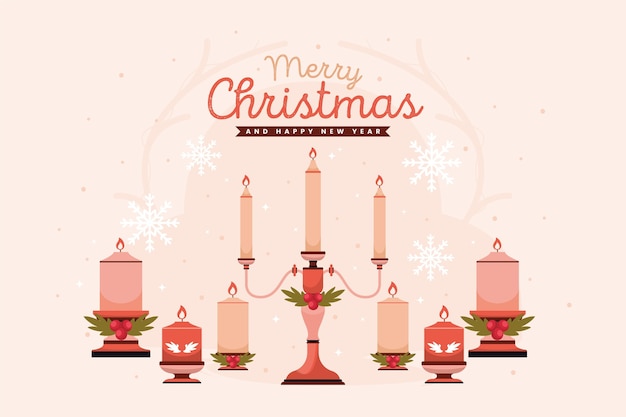 Vector flat design christmas candle background