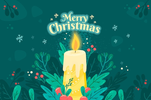 Vector flat design christmas candle background