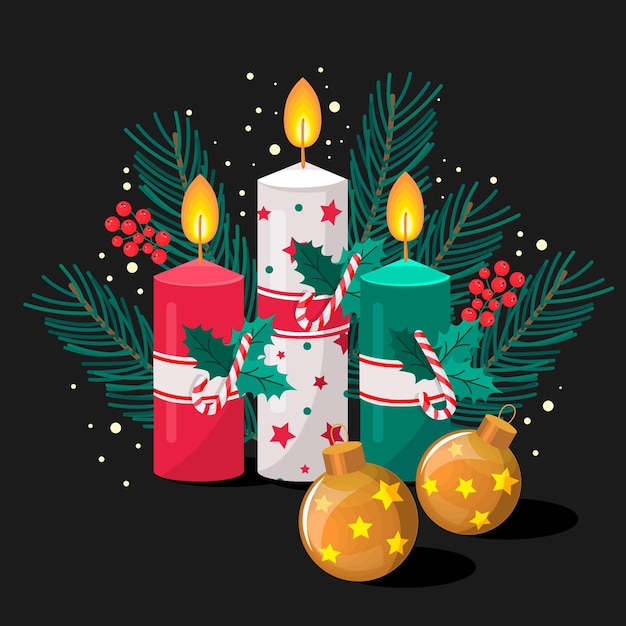 Flat design christmas candle background