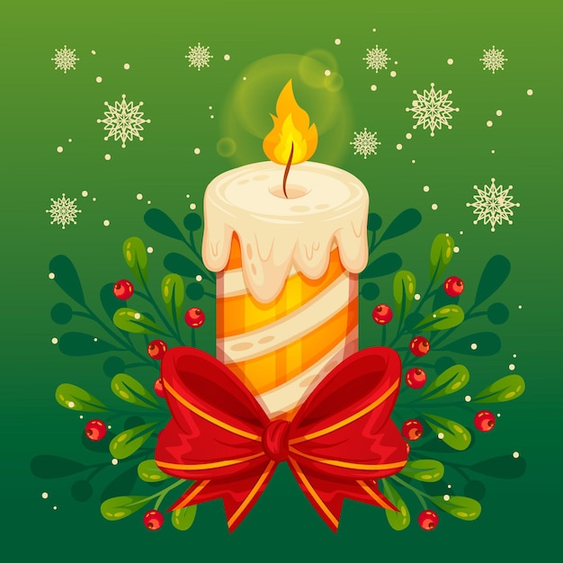 Vector flat design christmas candle background